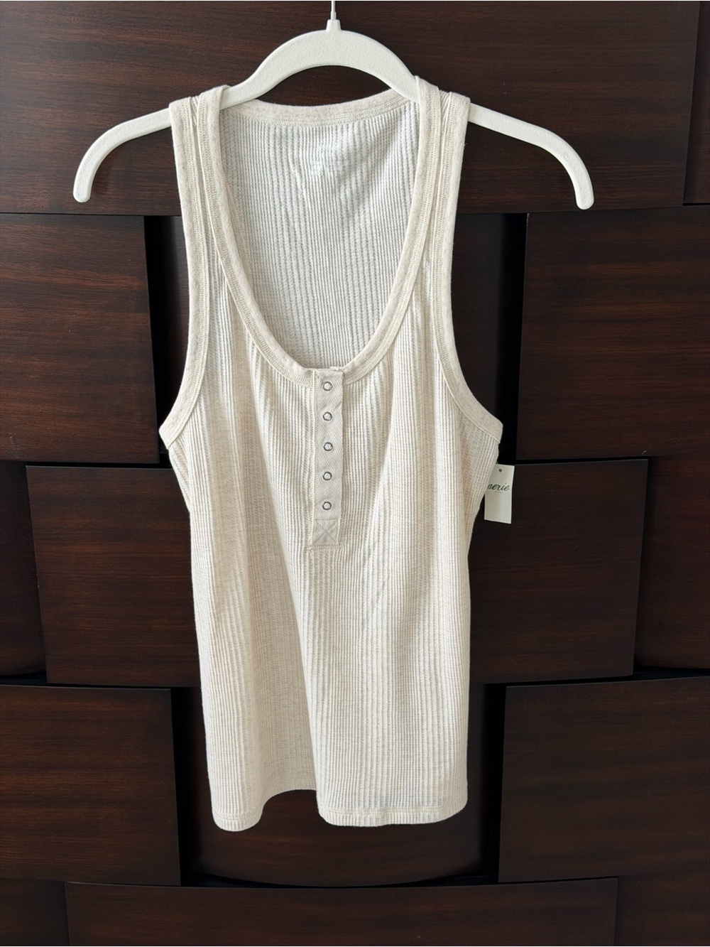 NWT Aerie Ribbed Henley Tank | Cream | L